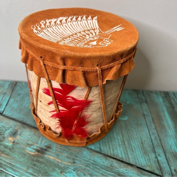 Vintage Native American Canada Leather Wood Drum - Picture 7 of 16